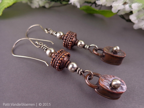 Mixed Metal Earrings with Handcrafted Hollow Beads Mixed Metal Earrings with Handcrafted Hollow Beads