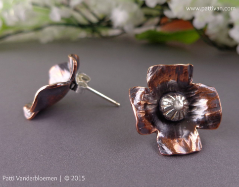 Mixed Metal Flower Post Earrings