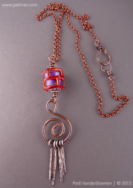 Mixed Metal Necklace with Artisan Glass Bead