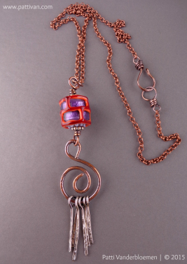 Mixed Metal Necklace with Artisan Glass Bead Mixed Metal Necklace with Artisan Glass Bead