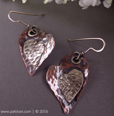 Rustic Mixed Metal Heart Earrings