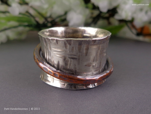 Mixed Metal Sterling and Copper Spinner Ring