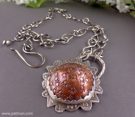 Mixed Metal Copper and Sterling Necklace with Handmade Sterling Chain