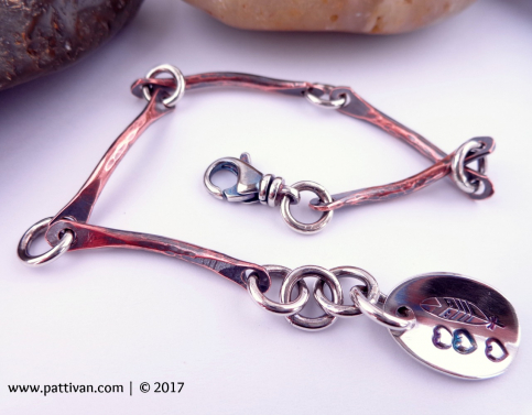 Mixed Metal Sterling and Copper Link Bracelet