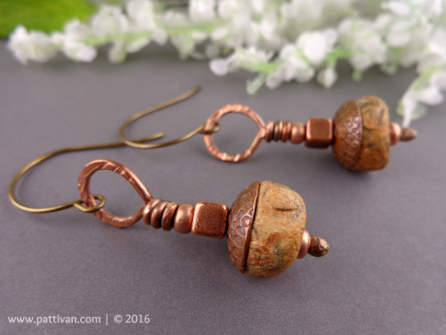 Rustic Artisan Ceramic and Copper Earrings