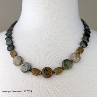 Ocean and Kambaba Jasper Necklace and Earrings