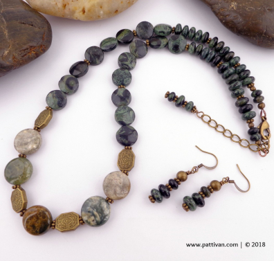 Ocean and Kambaba Jasper Necklace and Earrings