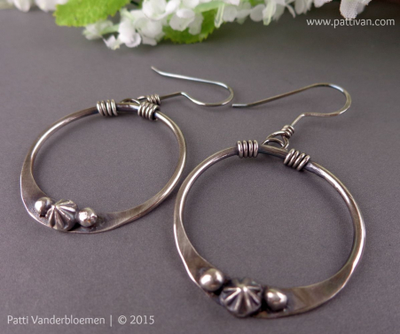 Ornate Sterling Silver Hoops