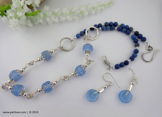 Artisan Glass and Gemstone Necklace and Earrings