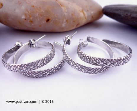 Pattern Sterling Silver Hoops