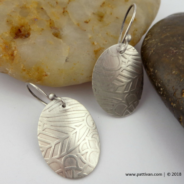 Pattern Sterling Silver Oval Earrings