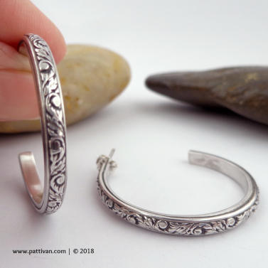 Patterned Sterling Silver Hoopa