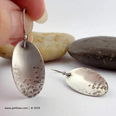 Patterned Sterling Silver Oval Earrings