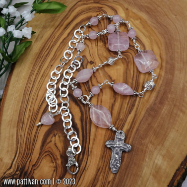 Rose Quartz and Artisan Jewelry Cross Pendant Rose Quartz and Artisan Jewelry Cross Pendant