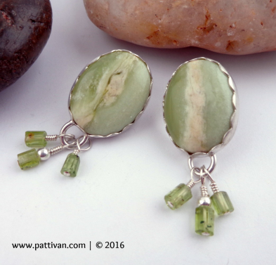 Prehnite and Peridot Post Style Earrings