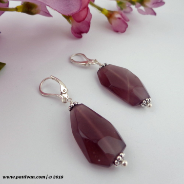 Purple Chalcedony and Sterling Silver Earrings