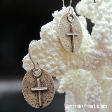 Raised Cross Sterling Silver EArrings