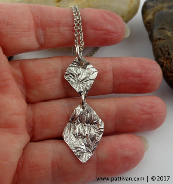 Reticulated Sterling Silver Diamond Shaped Pendant