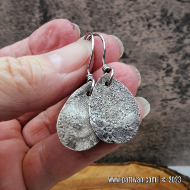 Reticulated Sterling Silver Tear Drop Earrings