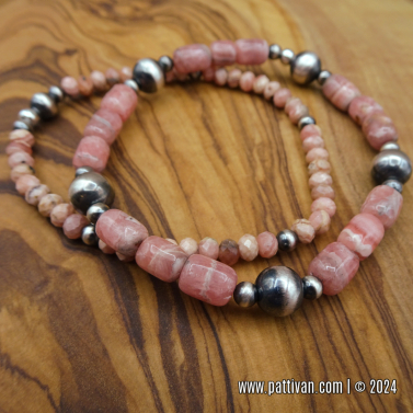 Rhodochrosite Stretch Bracelets - Set of 2