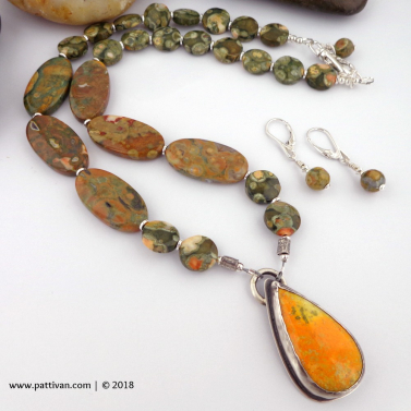 Rhyolite Gemstone Necklace and Earrings