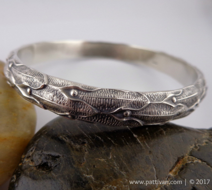 Richly Patterned Sterling Silver Bangle