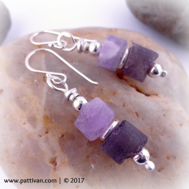 Rough Cut Amethyst and Sterling Silver Earrings