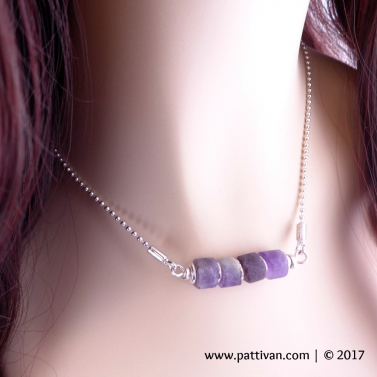 Rough Cut Amethyst and Sterling Silver Necklace