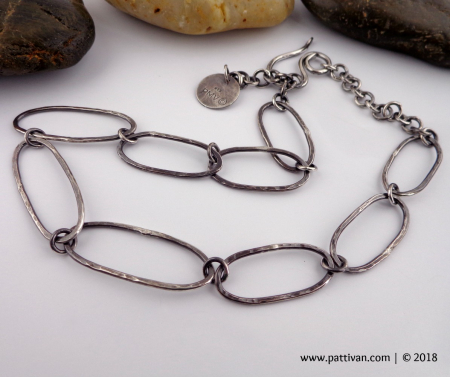 Rustic Large Link Sterling Silver Necklace