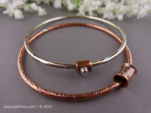 Set of 2 Sterling and Copper Stacking Bangles