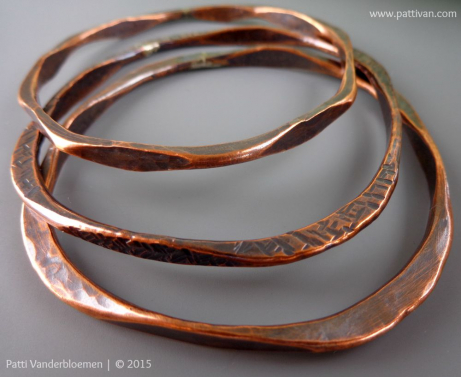 Solid Copper - Geometrically Forged Bangles