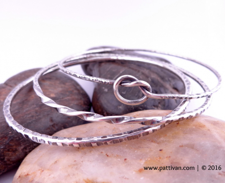 Set of 3 Sterling Silver Stacking Bangles