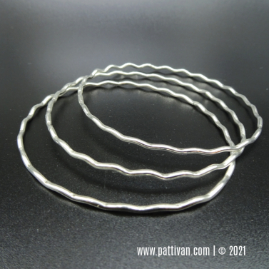 Set of 3 Wavy Sterling Silver Stacker Bangles