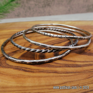 Set of 4 Sterling Silver Bangles