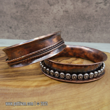 Set of 2 Copper and Sterling Silver Bangles