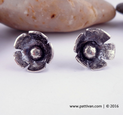 Silver Flower Post Style Earrings