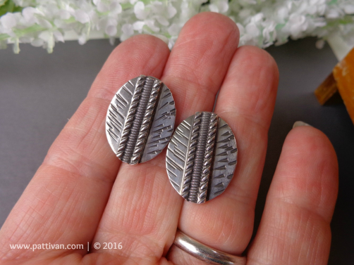 Patterned Sterling Silver Post Style Earrings