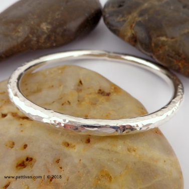 Thick (4 Gauge) Hammered Sterling Silver Bangle