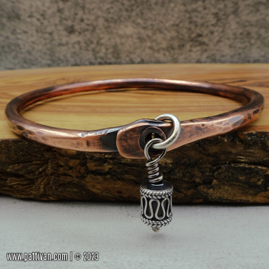Solid Copper Bangle with Sterling Silver Accents