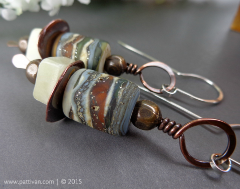 SW Style Lampwork and Gemstone Earrings