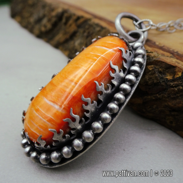 Spiny Oyster and Sterling Silver Pendant