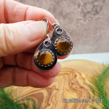 Sterling Silver Tiger Eye Drop Earrings