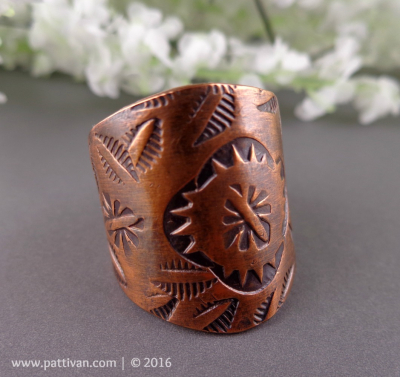 Stamped Copper Cigar Band Ring