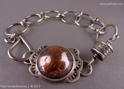 Stamped Mixed Metal Bracelet- Silver and Copper