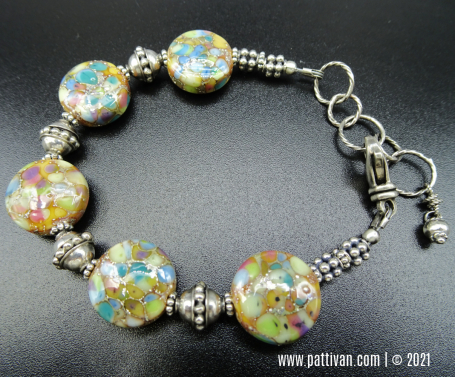 Sterling Bracelet with Artisan Stained Glass Beads