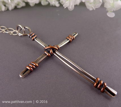 Sterling Silver Wire Wrapped Cross Pendant Necklace