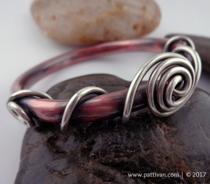 Sterling Silver and Copper Mixed Metal Bangle