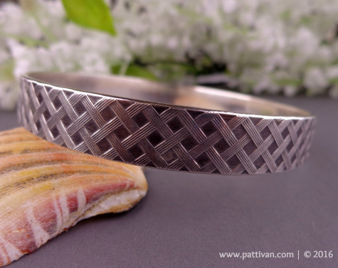 Sterling Silver Basket Weave Textured Bangle Bracelet