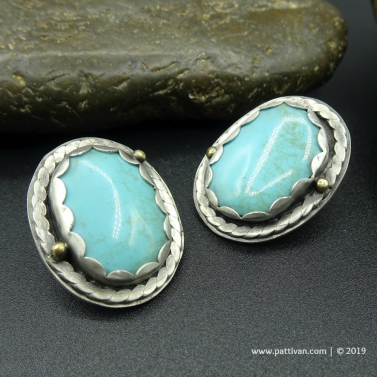 Sterling Earrings with Turquoise and 14K Gold accents