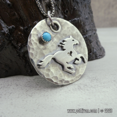 Sterling Silver Horse and Turquoise Pendant